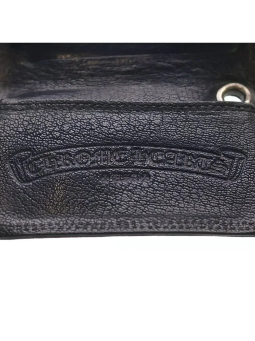 Chrome Hearts Card Case Leather with Grommet Black Navy